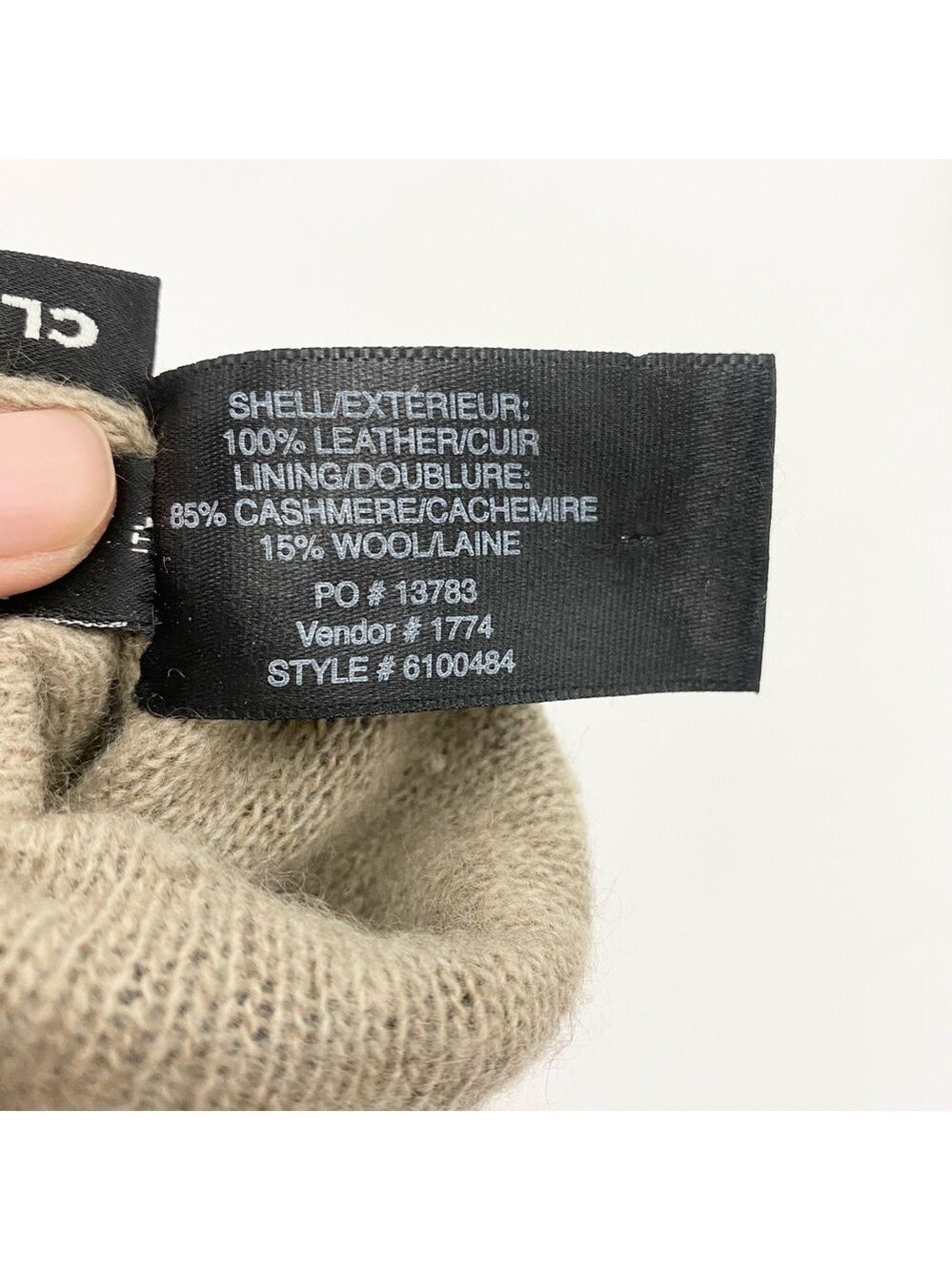 Club Monaco Black Long Leather Gloves Cashmere Lined Sz S - Picture 7 of 8